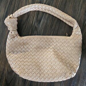 A NEW DAY Boho Style Beige Woven Polyurethane Hobo Shoulder Bag NWOT